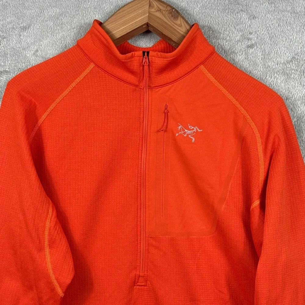 Arc'teryx Delta Pullover Mens XL Orange Waffle Knit Half Zip Outdoors Casual